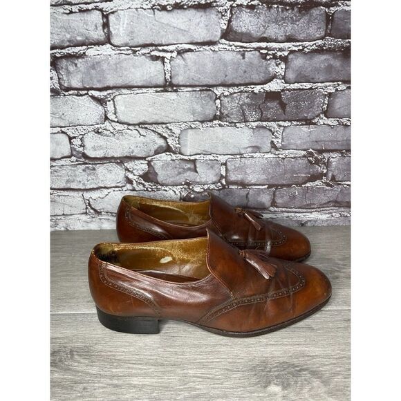 Bally Satolas Brown Leather Wingtip Tassel Loafer Dress Shoes Men Sz 10M US/43EU